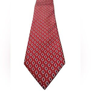 Jos. A. Bank Traveler Collection Red White Diamond Geometric Long Silk Tie